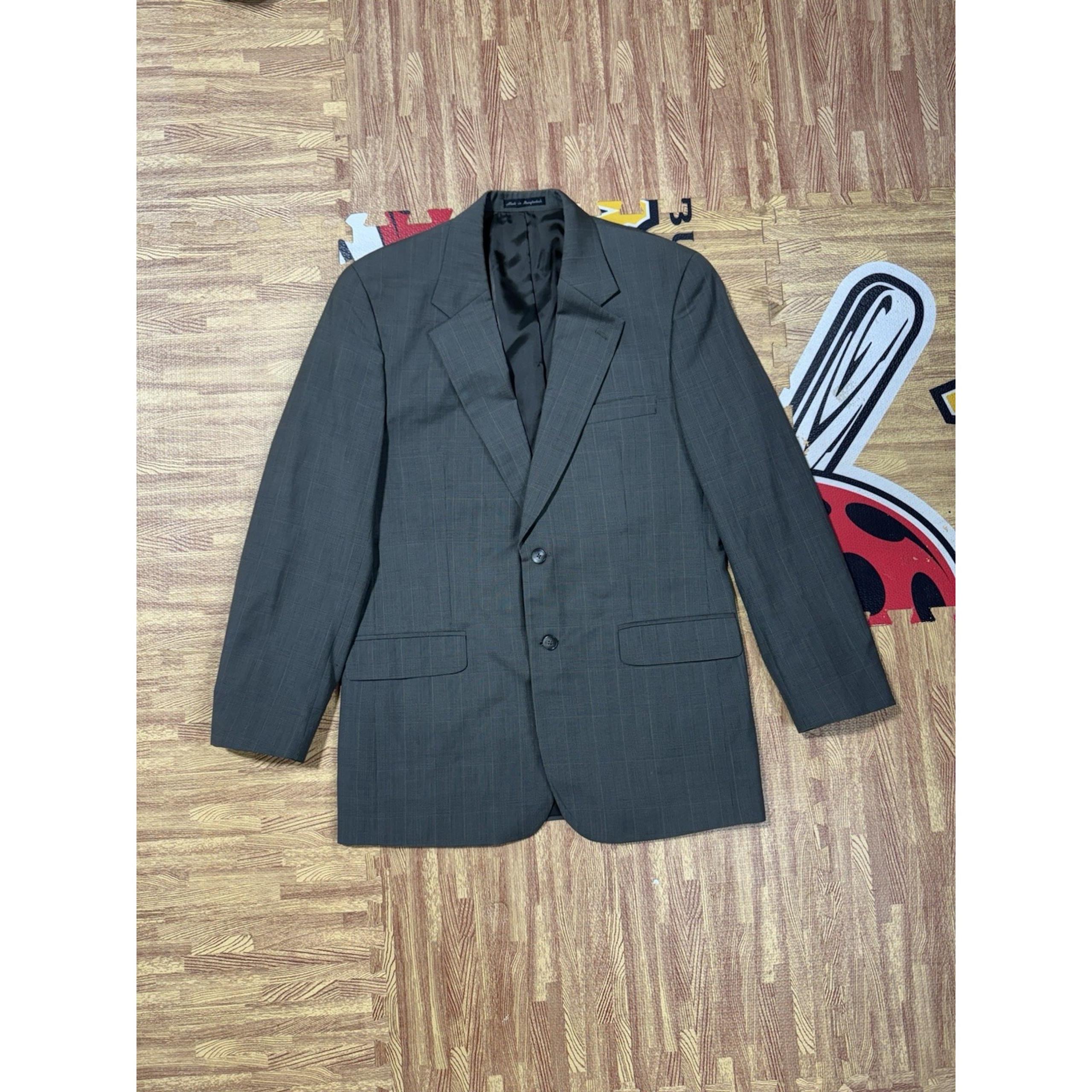 Savile Row S/R Suit coat green windowpane L42