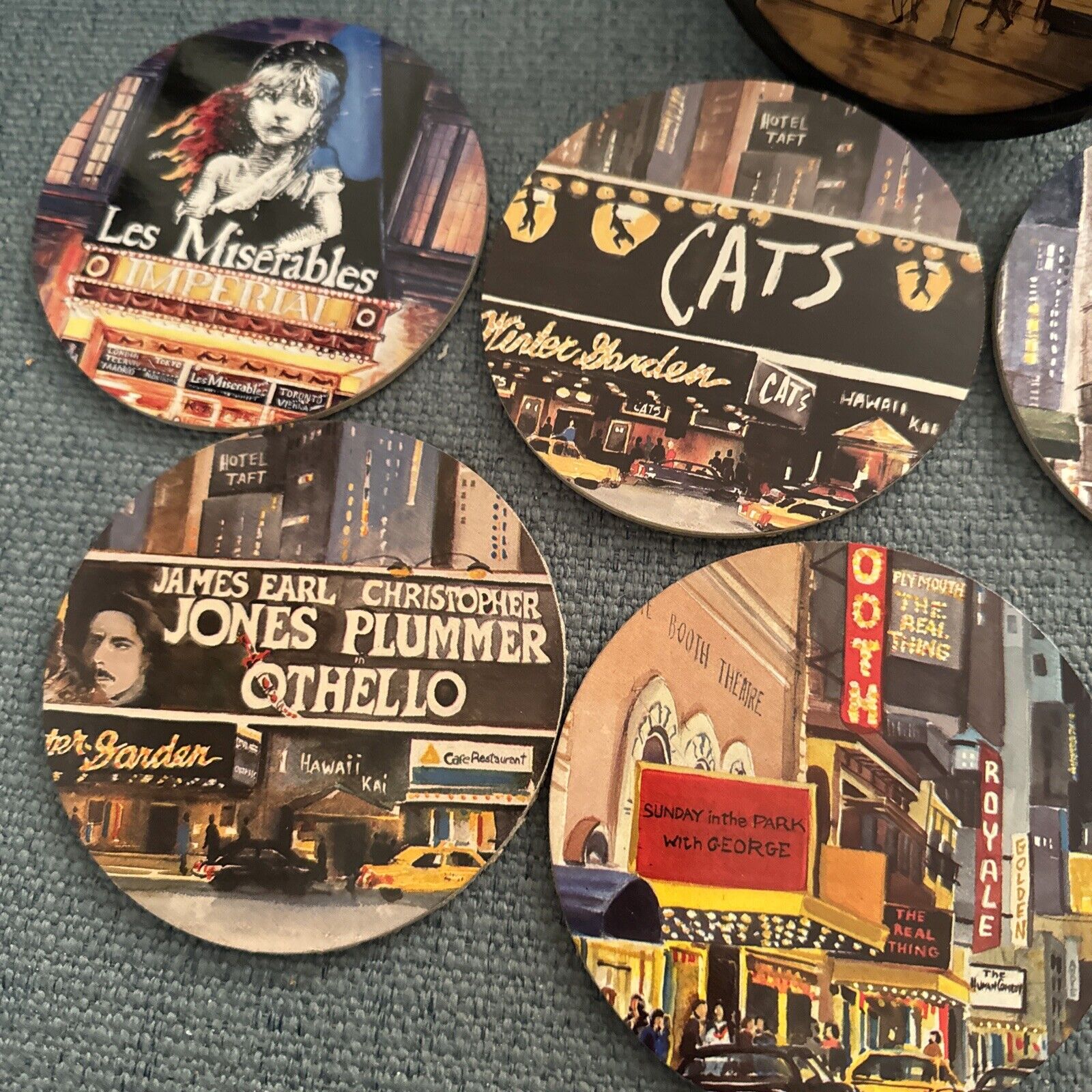 Broadway Musical Coaster Set of 6, Aspects Of Love,Les Mis,Cats,Amadeus, Othello