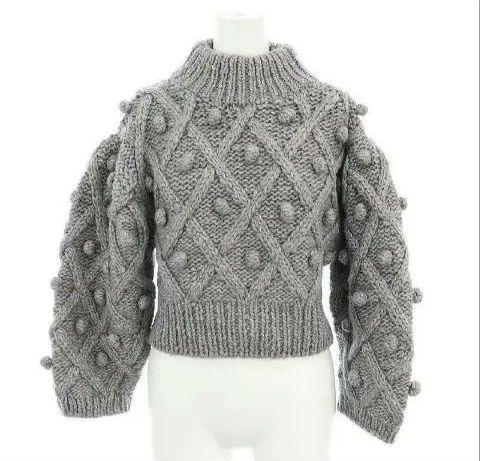 cygne シーニュ Hand-knitted Pompom Turtleneck Knit Maxim