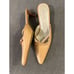 Unisa Nude Patent Leather Pointed Toe Mules Kitten Heel Slides Size 7.5