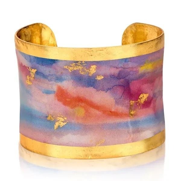 Evocateur Morning Run Exquisite 22K Gold Leaf Cuff Bracelet