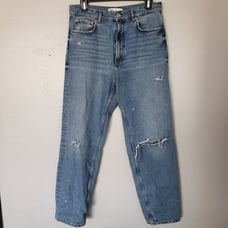 Zara Jeans Women's 6 Medium Wash Denim Distressed High Rise Waisted