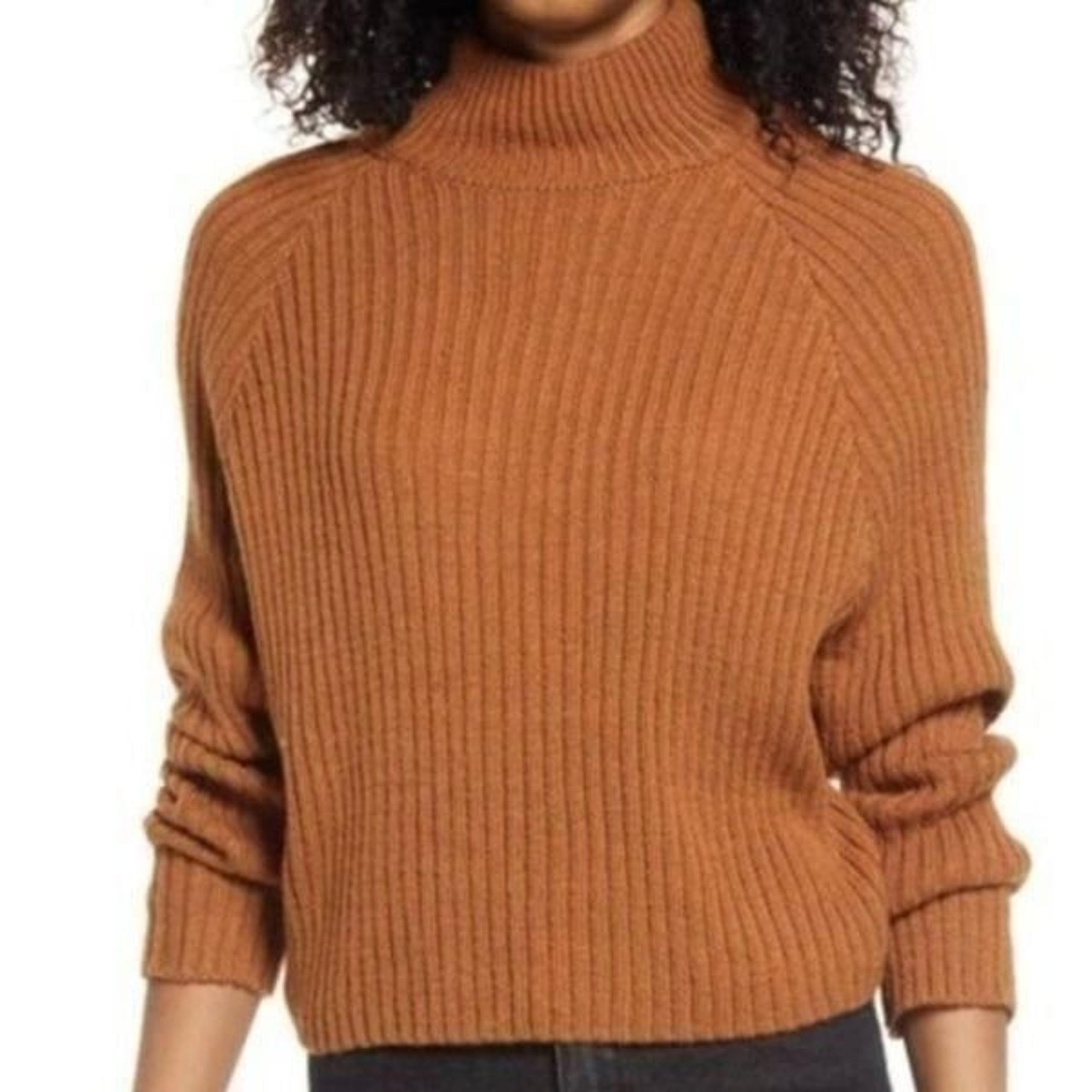 Ten Sixty Sherman Open Back Mock Neck Sweater in Tan Dale size Medium NWT