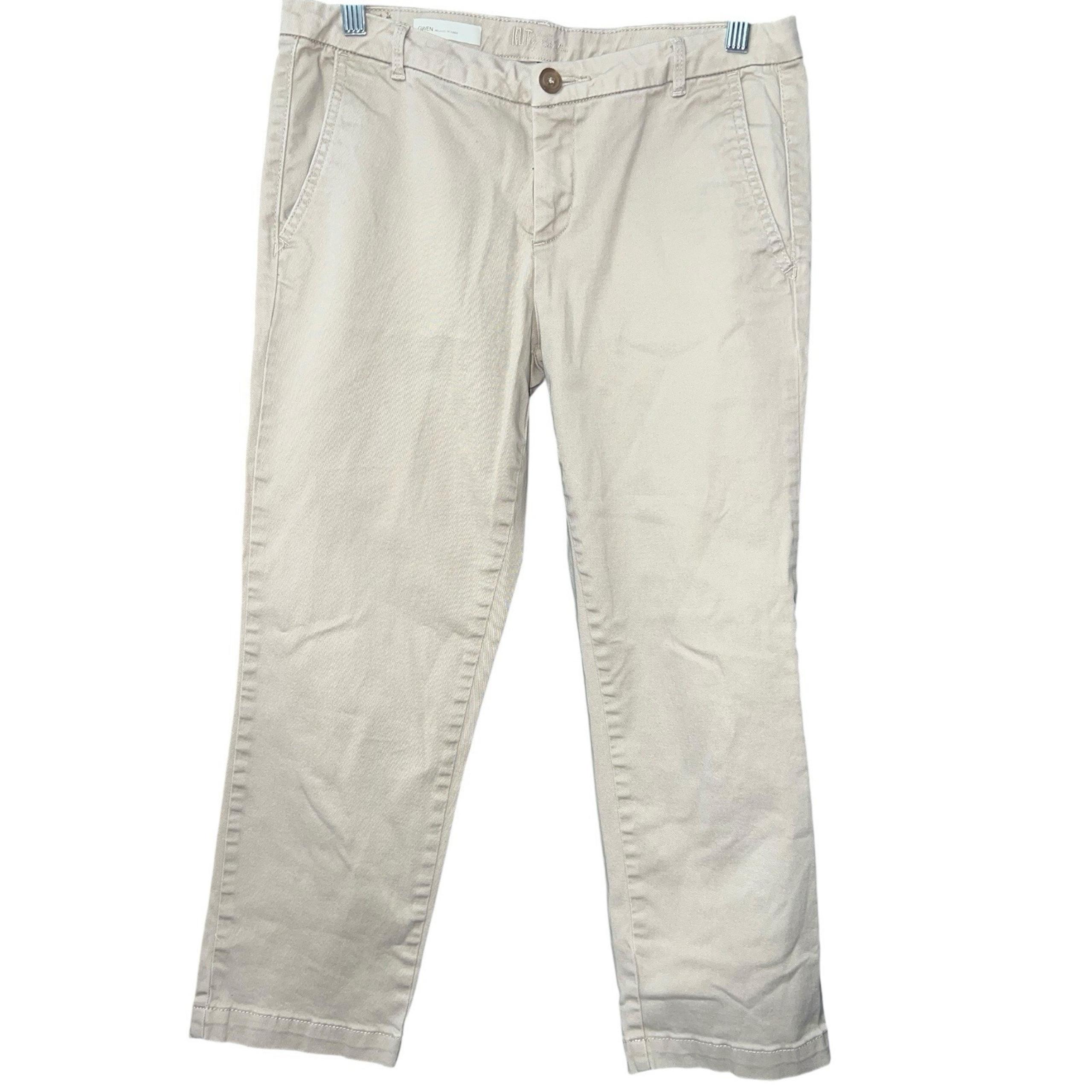 Kut From The Kloth Gwen Relaxed Trouser Pants Tan Khaki Cropped Women's Size 4