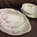6 pc Dinner Serving Set Antique Purple Floral Porcelain Covered Tureen