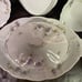 6 pc Dinner Serving Set Antique Purple Floral Porcelain Covered Tureen