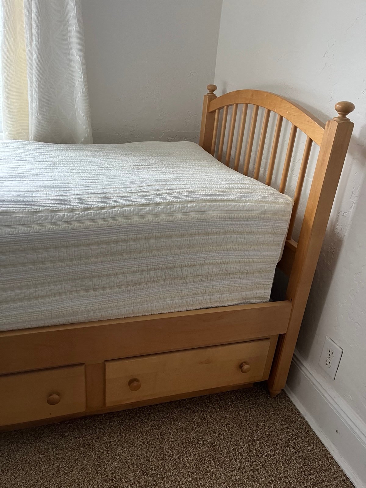 Solid Maple twin Captains bed