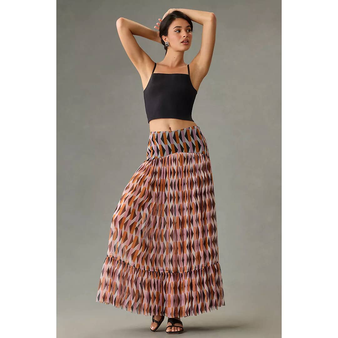 nwt ANTHROPOLOGIE LET ME BE sz S Drop Waist Flounce Skirt