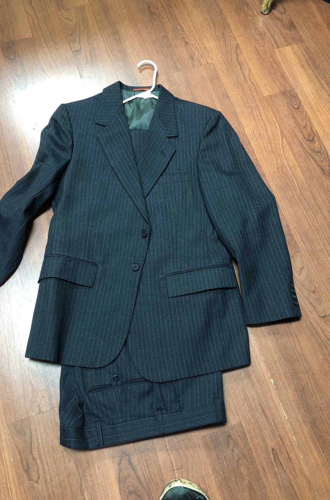 40 short charcoal pinstripe