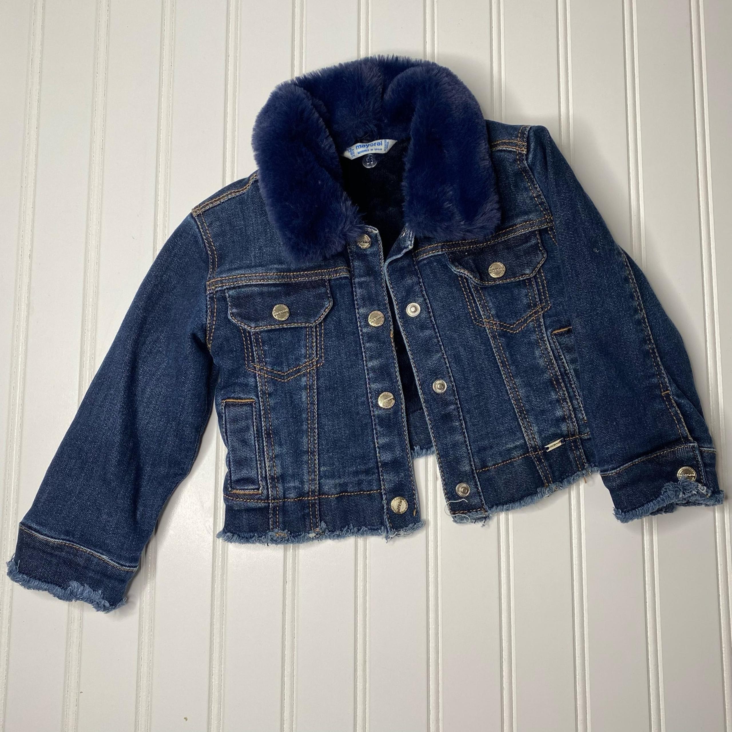 Mayoral Girl's Blue Sherpa Denim Jeans Trucker Jackets Size 12m 80cm