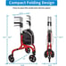 Planetwalk Premium 3 Wheels Rollator Walker Ultra Lightweight Foldable Senior