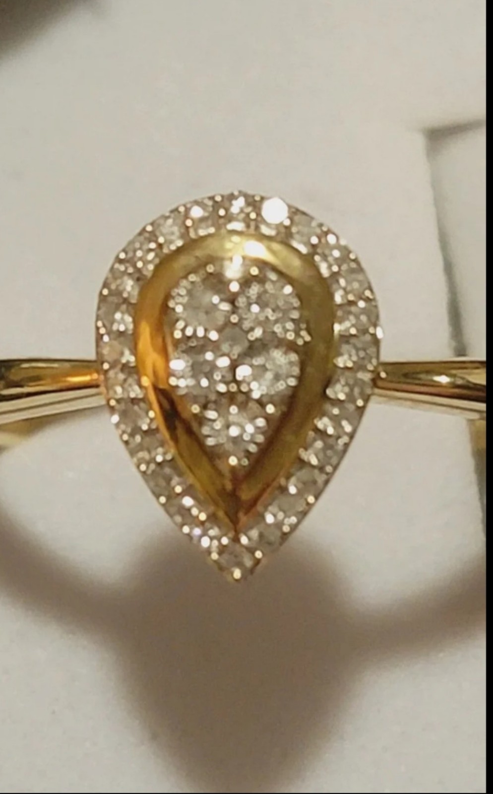 Beautiful New 10K Yellow Gold Doamond Ring Teardrop