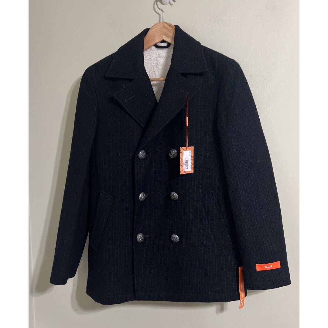 TALLIA Navy Wool Blend Coat Young Men's Size M 12-14 . MSRP 195. NWT