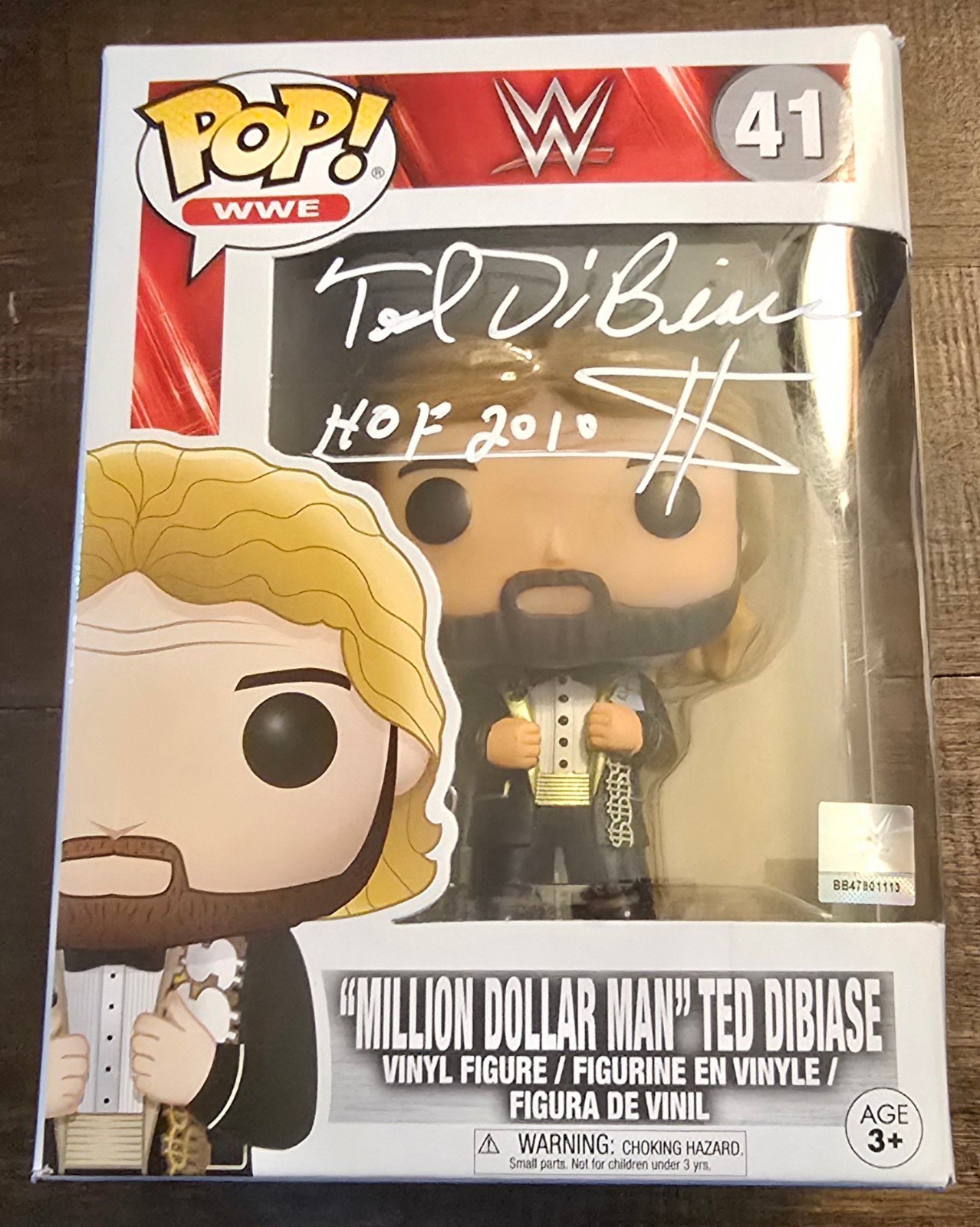 Ted DiBiase signed Million Dollar Man Ted DiBiase WWE Funk Pop #41 with HOF 2010