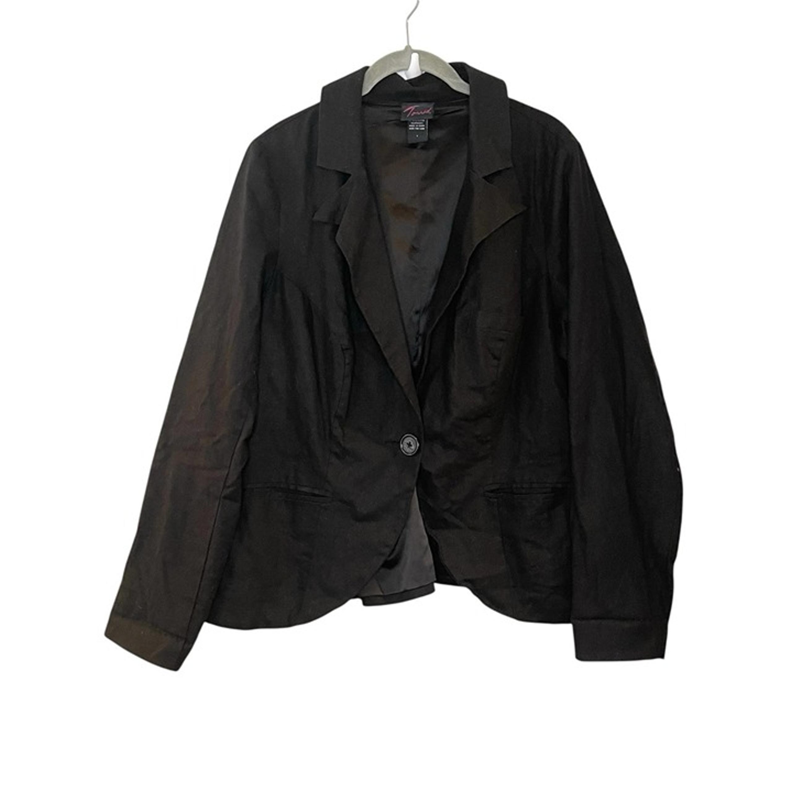 Torrid Jacket Womens Black Relax Fit Linen Blazer Lined Single Button Plus 1X