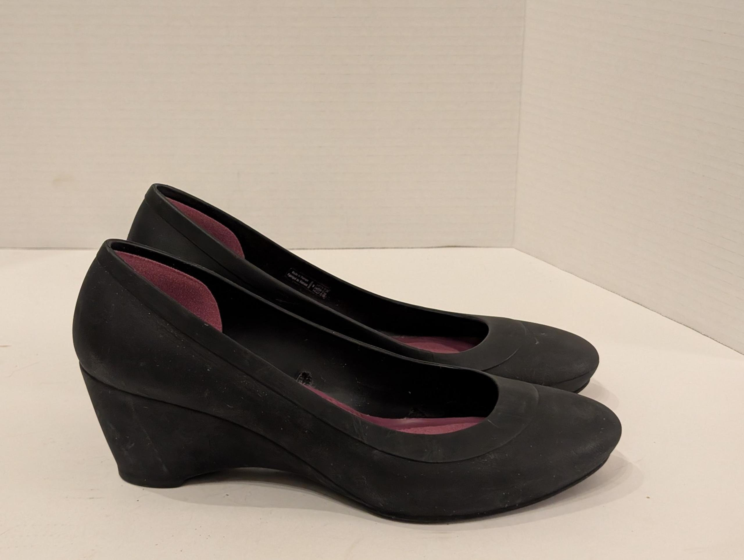 Crocs Dual Comfort Shoes Wedge Heels Black Women's Size 8