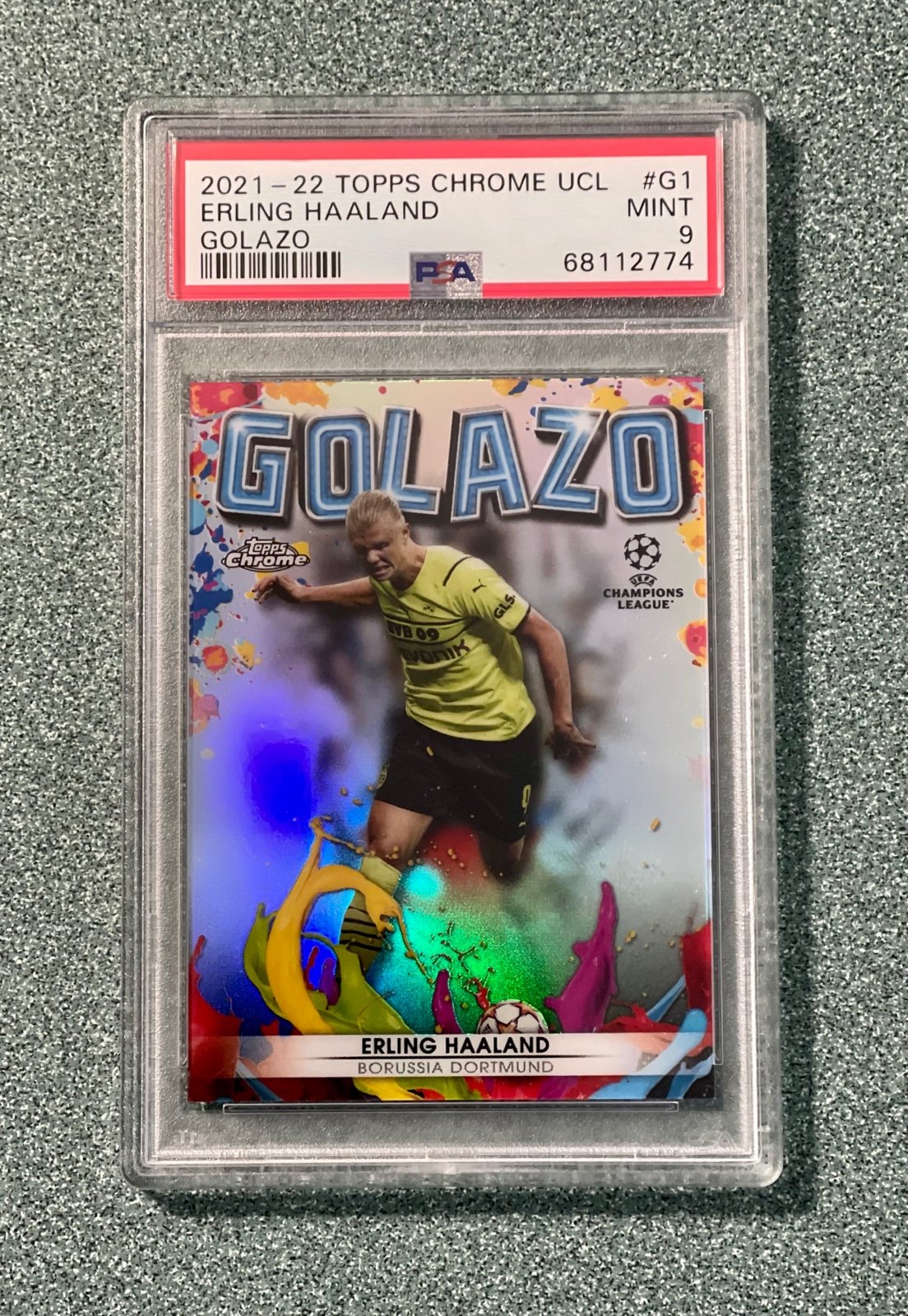 2021 Topps Chrome UEFA Champions Golazo Erling Halaand PSA 9 Mint