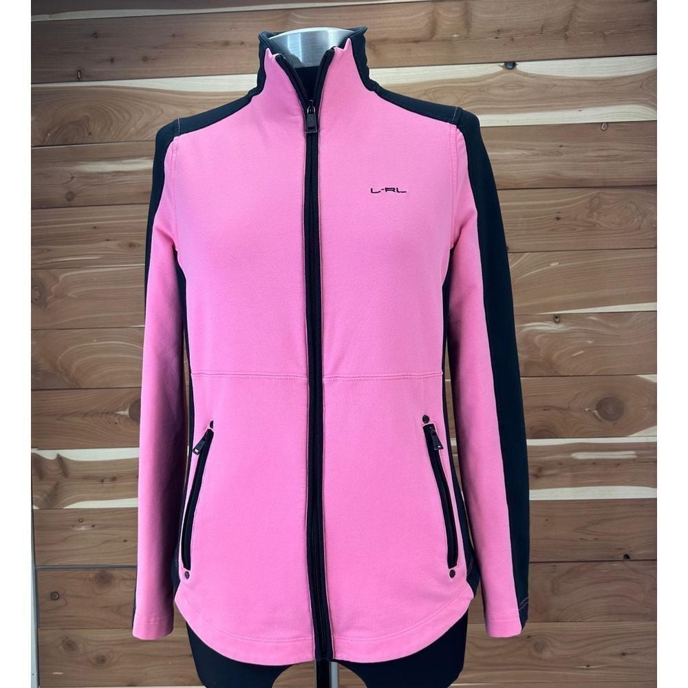 LRL Ralph Lauren Womens Jacket Pink/Black Activewear Full Zip size Small
