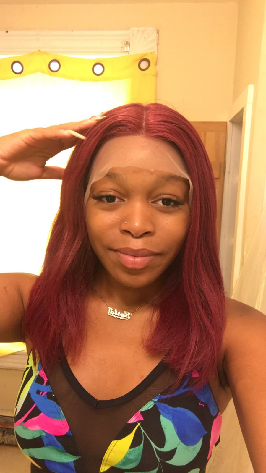 NEW BURGUNDY LACE FRONT BOB