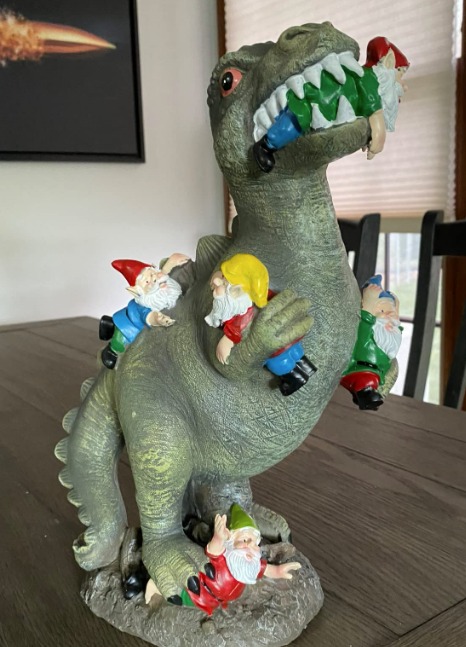 Garden Gnome Statues Outdoor Decor, 14” Dinosaur Art Outdoor