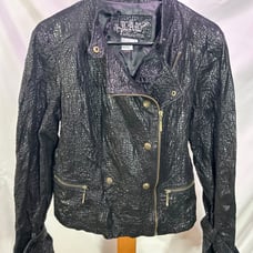 Snakeskin 100% Genuine Leather Moto Biker Jacket - Live A Little, Y2K, Size M