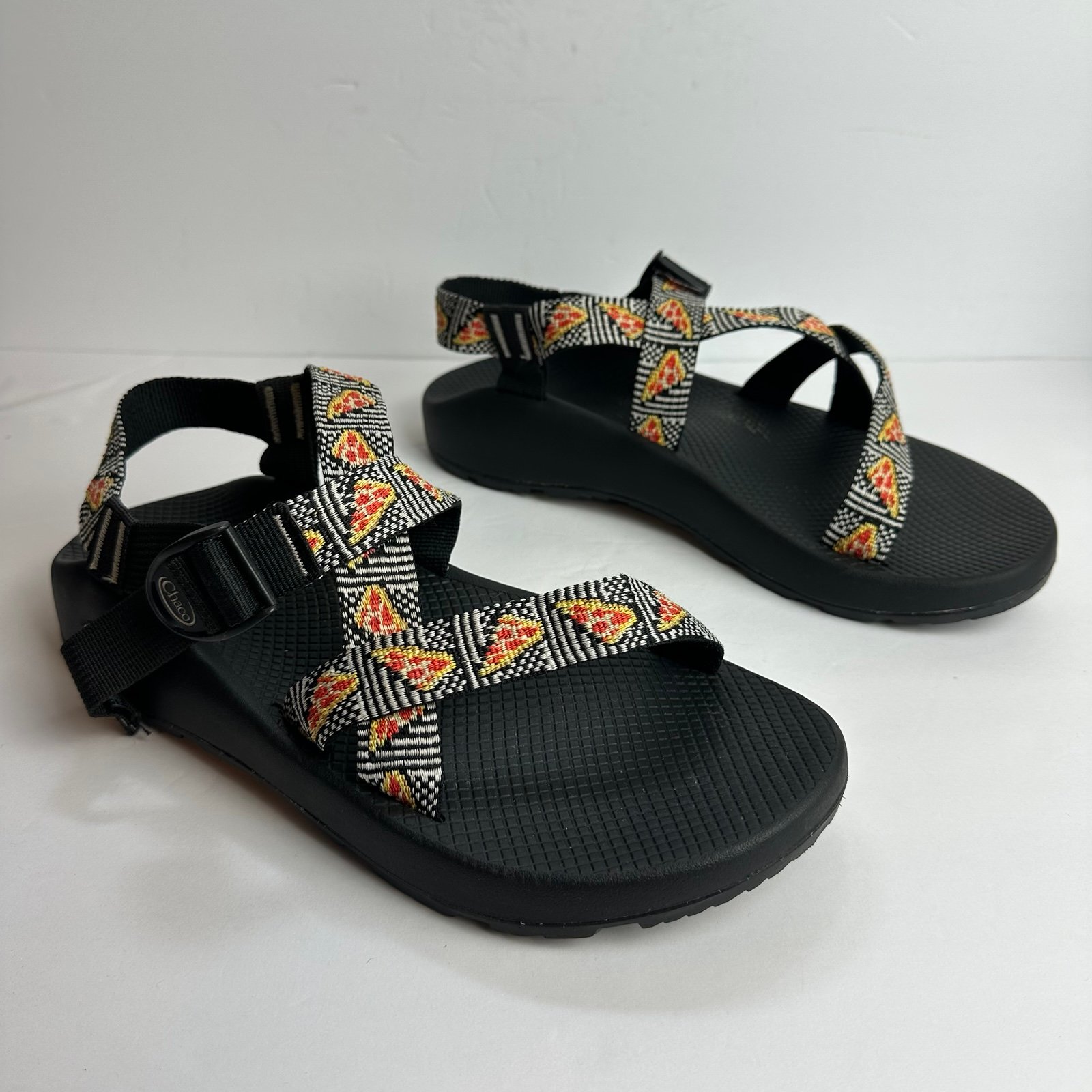Chaco Pizza Sandals Men's Size 13 Single Strap Adjustable Outdoor Hiking Black