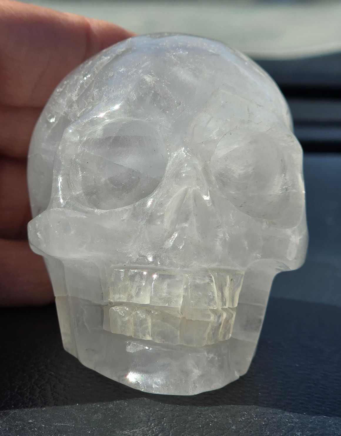 BIG & BEAUTIFUL!♡ Gemmy Clear Quartz Realistic Crystal Skull! -Almost 1lb!♡