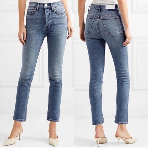 Re/done | High Rise Ankle Crop Jeans -Mid 80's Stretch Wash Size 27