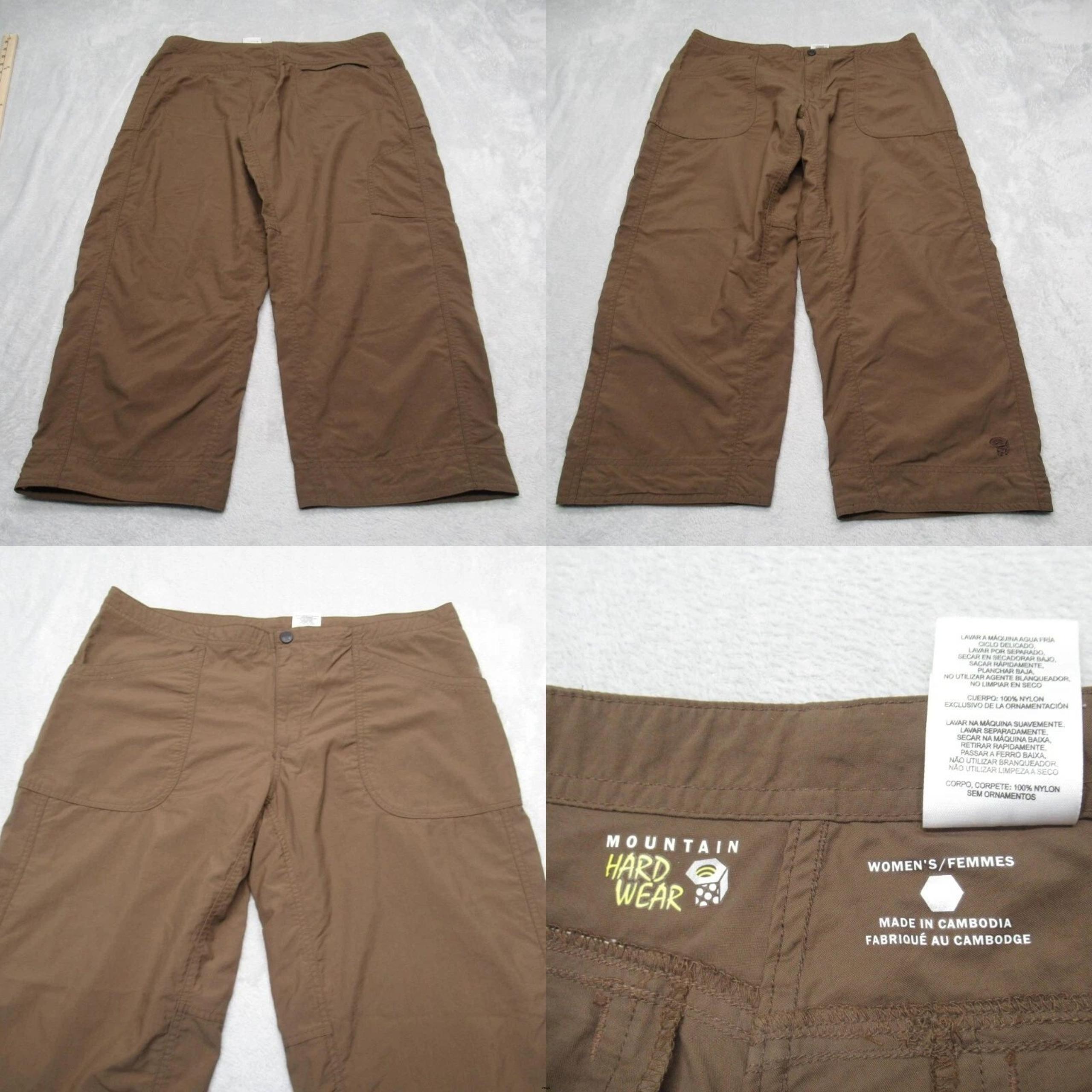 Mountain Hardwear Capri Pants Womens 12 Brown Nylon Hiking Outdoors Active 34x23