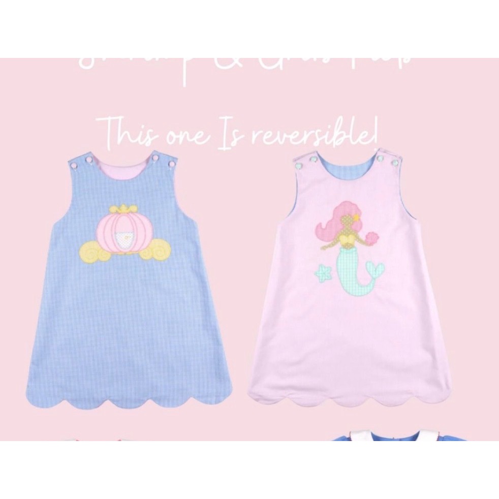 Shrimp & Grits Kids Reversible Girls Dress Pumpkin Mermaid Seersucker  Size 7 z2