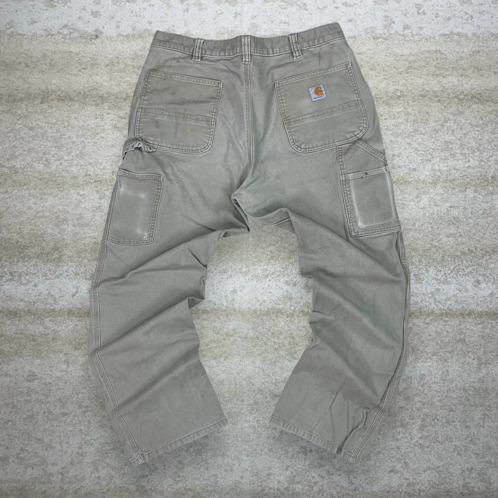Vintage Carhartt Carpenter Pants Light Tan Canvas Relaxed Fit Dungarees 90s