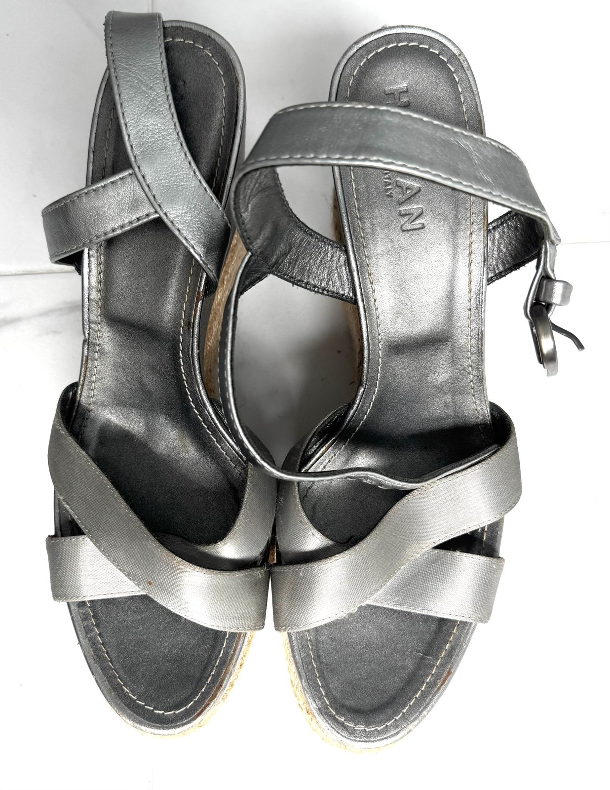 Hogan Gray strappy wedge Sandals size 40 9.5IS GUC