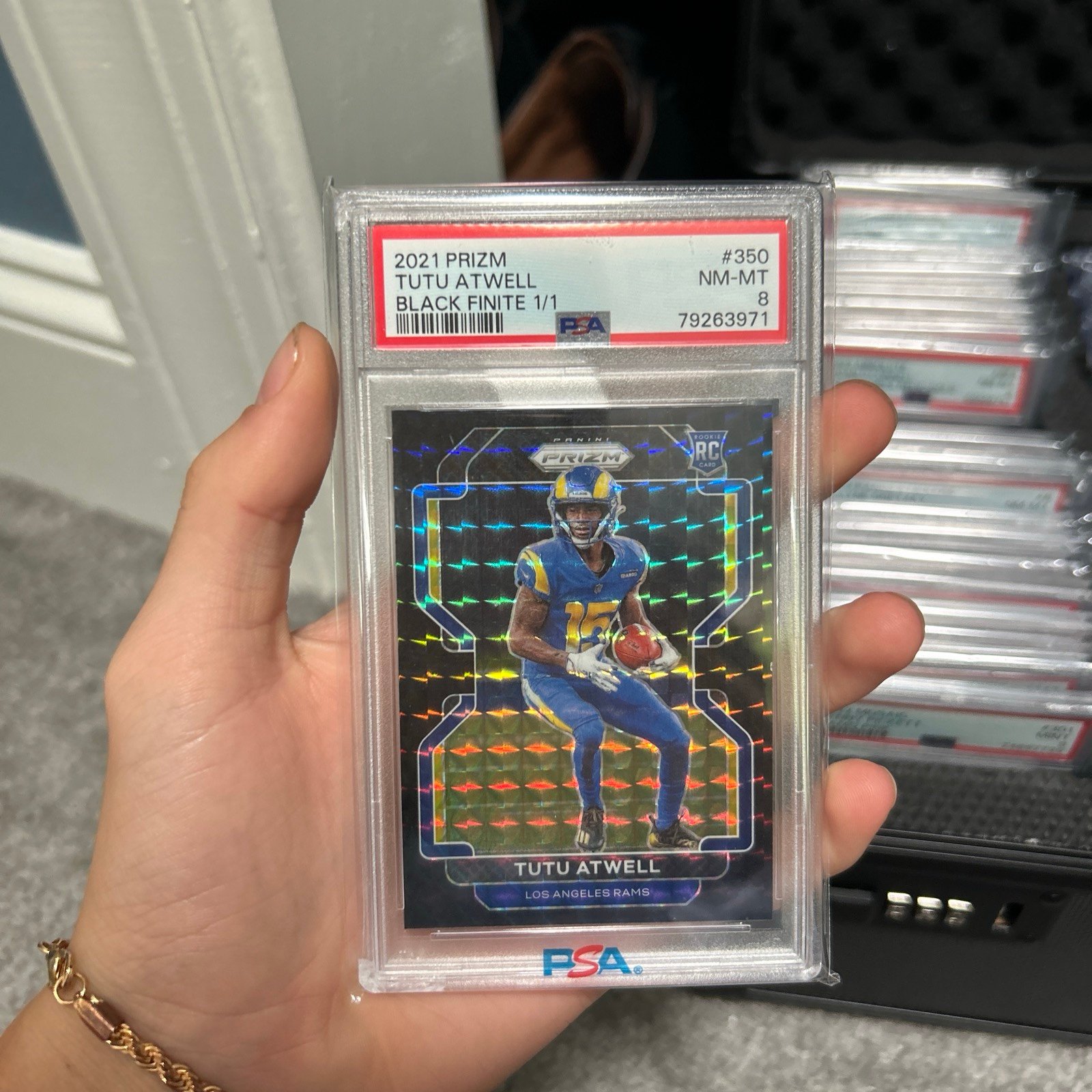 2021 Prizm Tutu Atwell Black Finite 1/1 PSA NM-MT 8 #350 Rams RC ROOKIE