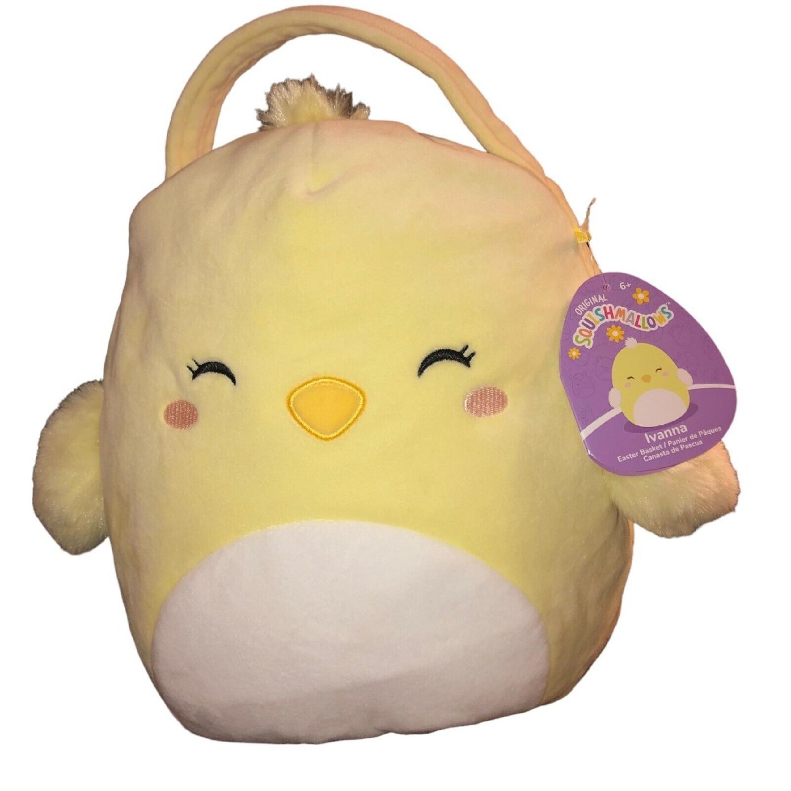 Squishmallow Ivanna Yellow Chick Easter Basket Fuzzy Wings KellyToy Spring NWT