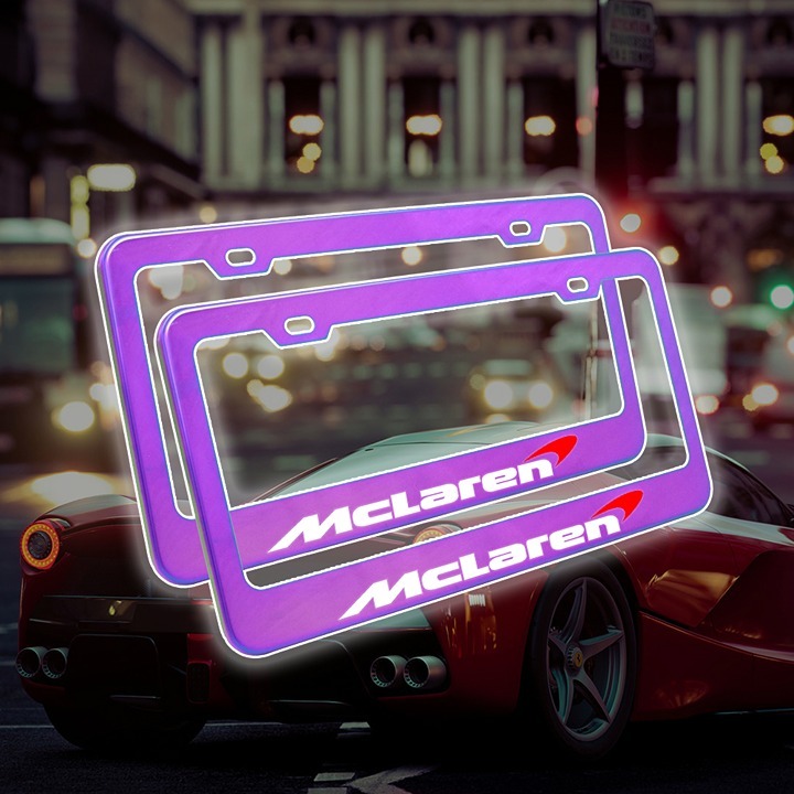 BRAND NEW 2PCS UNIVERSAL MCLAREN Neo Chrome Stainless Steel License Plate Frame