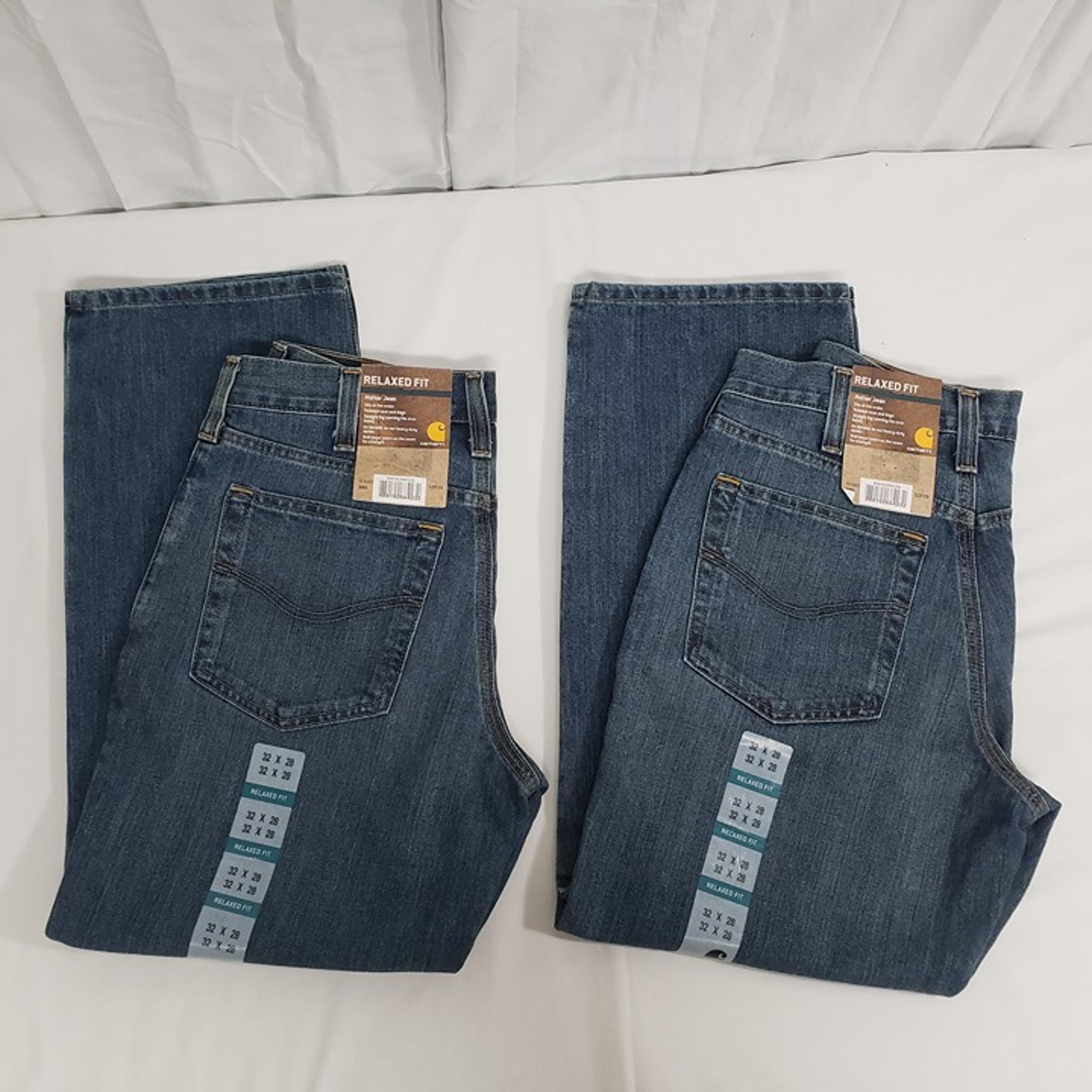 QTY 2 - Carhartt Men's 32x28 Holter Jean Relaxed Fit Frontier Blue Denim