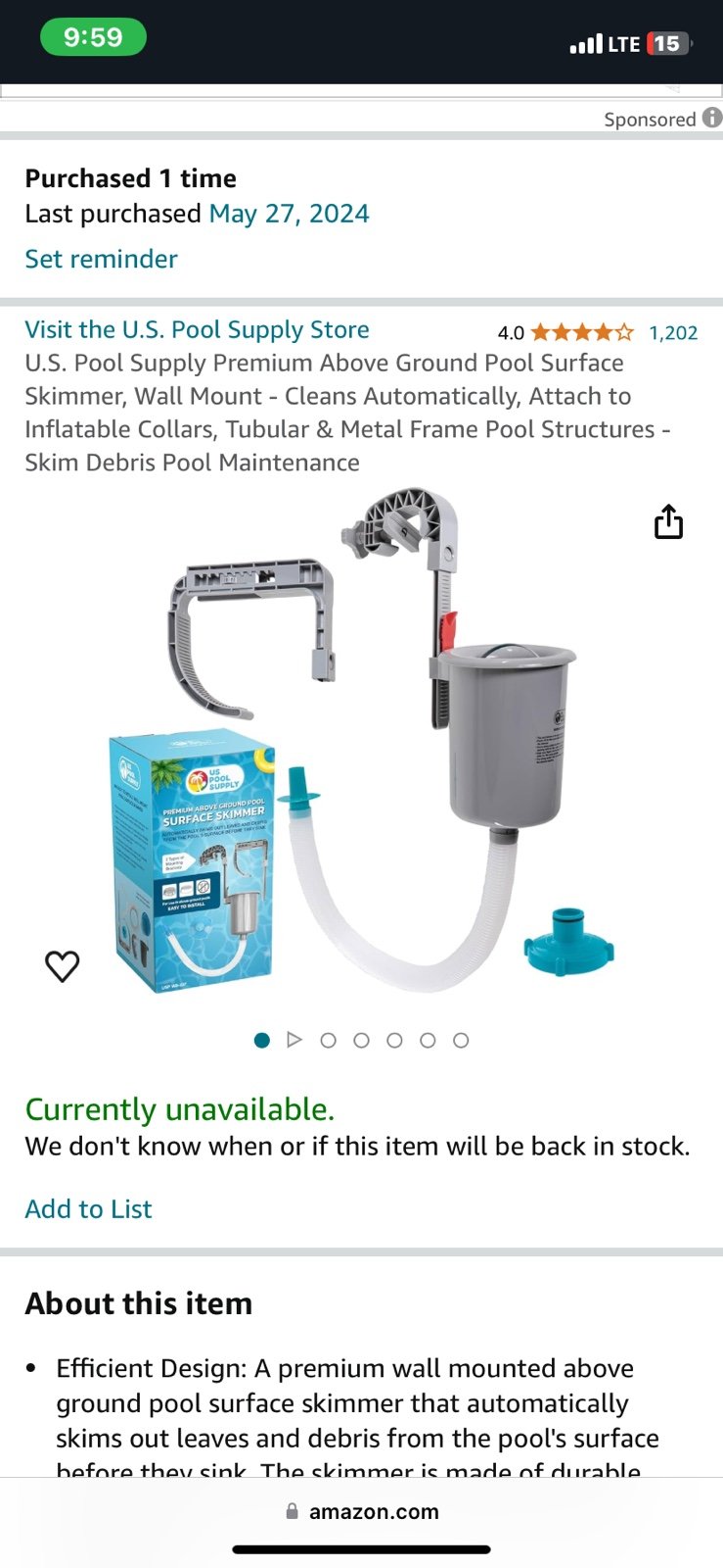 Pool surface skimmer