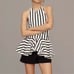 NWT Maeve Anthropologie Women's 2XS Striped Halter Halter Drop-Waist Peplum Top