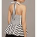 NWT Maeve Anthropologie Women's 2XS Striped Halter Halter Drop-Waist Peplum Top