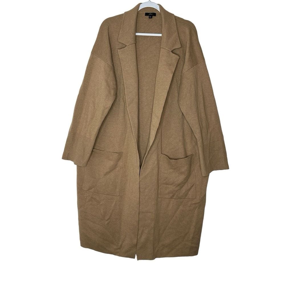 J.Crew Cardigan Women's XXL Tan Open Front Merino Wool Blend Sweater Outdoor