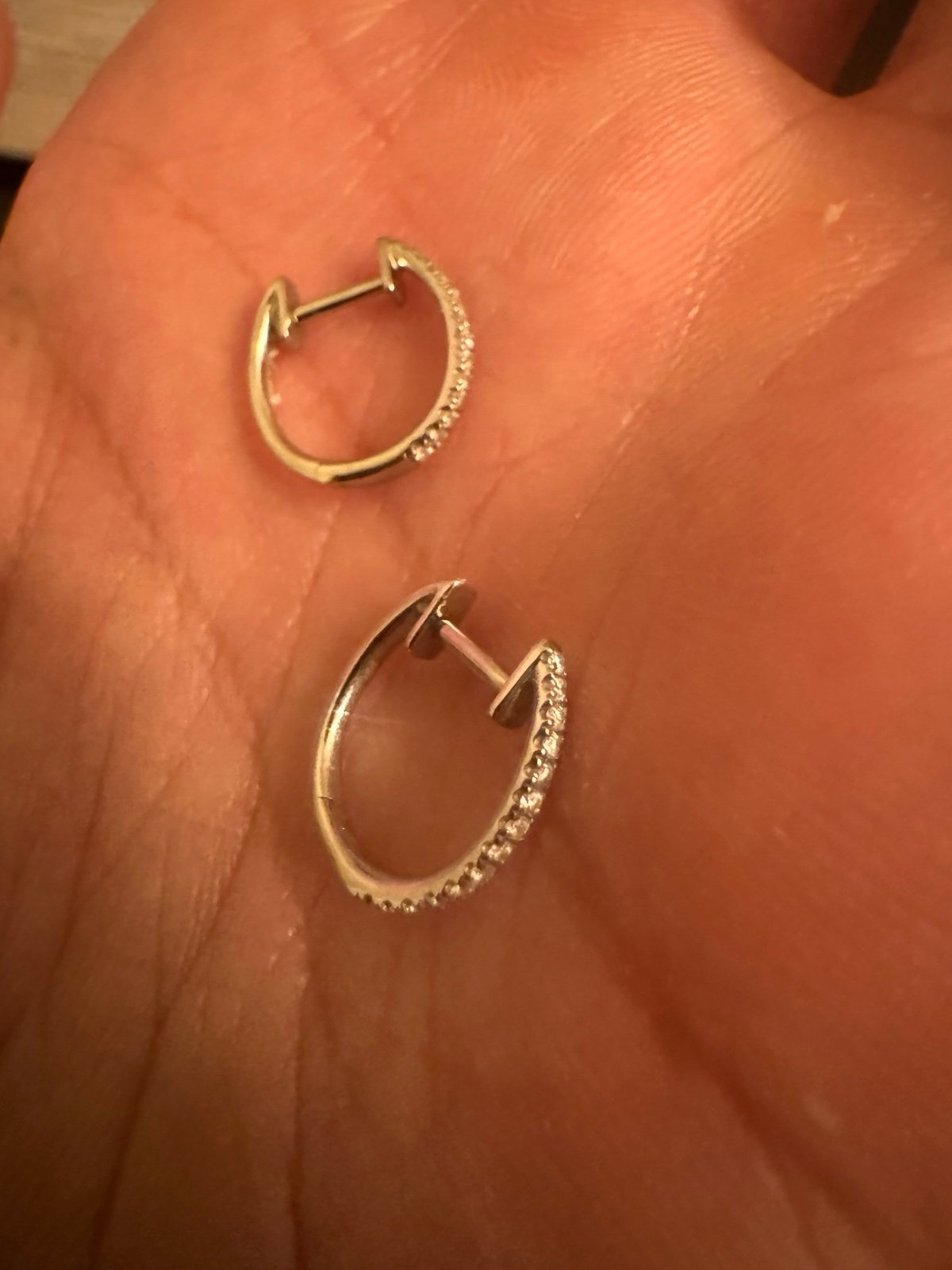 Diamond Huggie Hoop Earrings in 14K White Gold (1/10 ct. tw.)