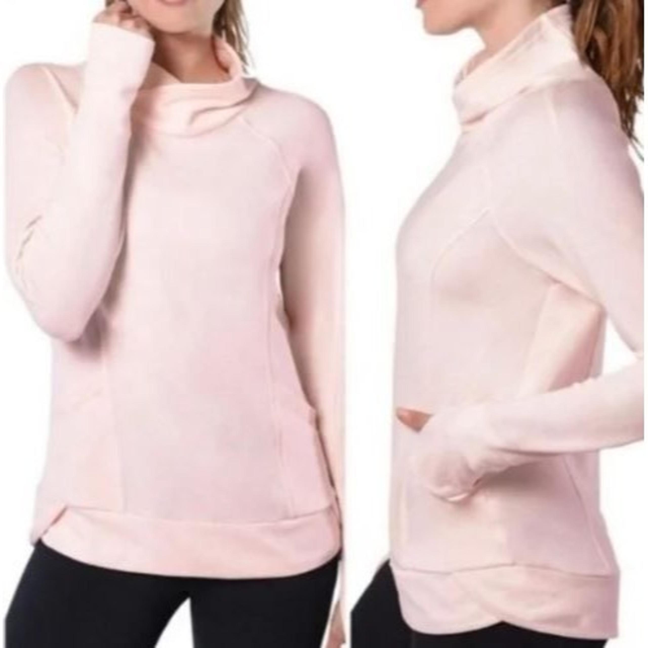 NEW! Yogalicious Ballerina Pink Cowl Cross Neck Sweatshirt Women's XL
