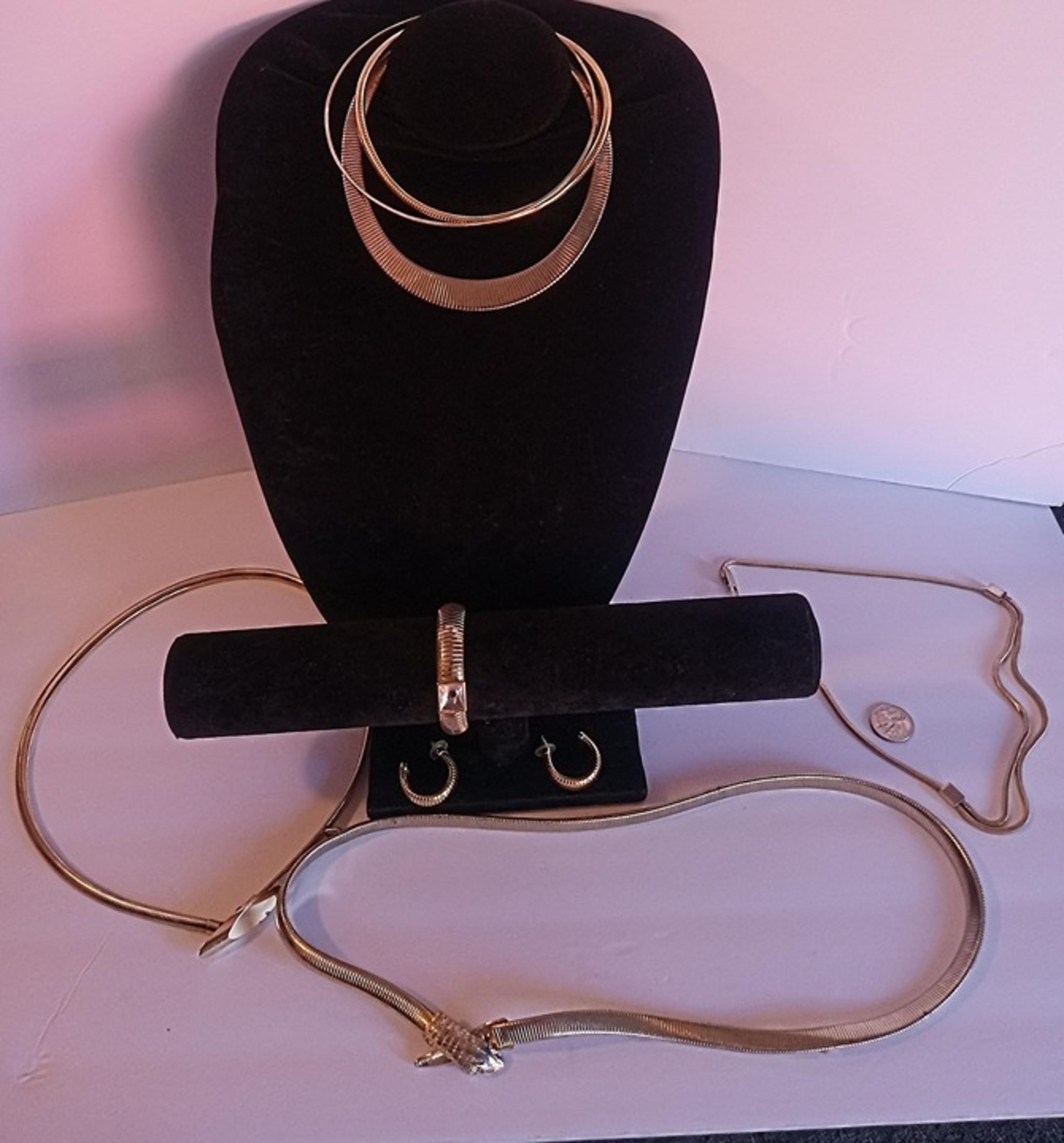 Outstanding Vintage Lot of Gold Tone "Snake" Jewelry - Belts, Necklaces, etc.