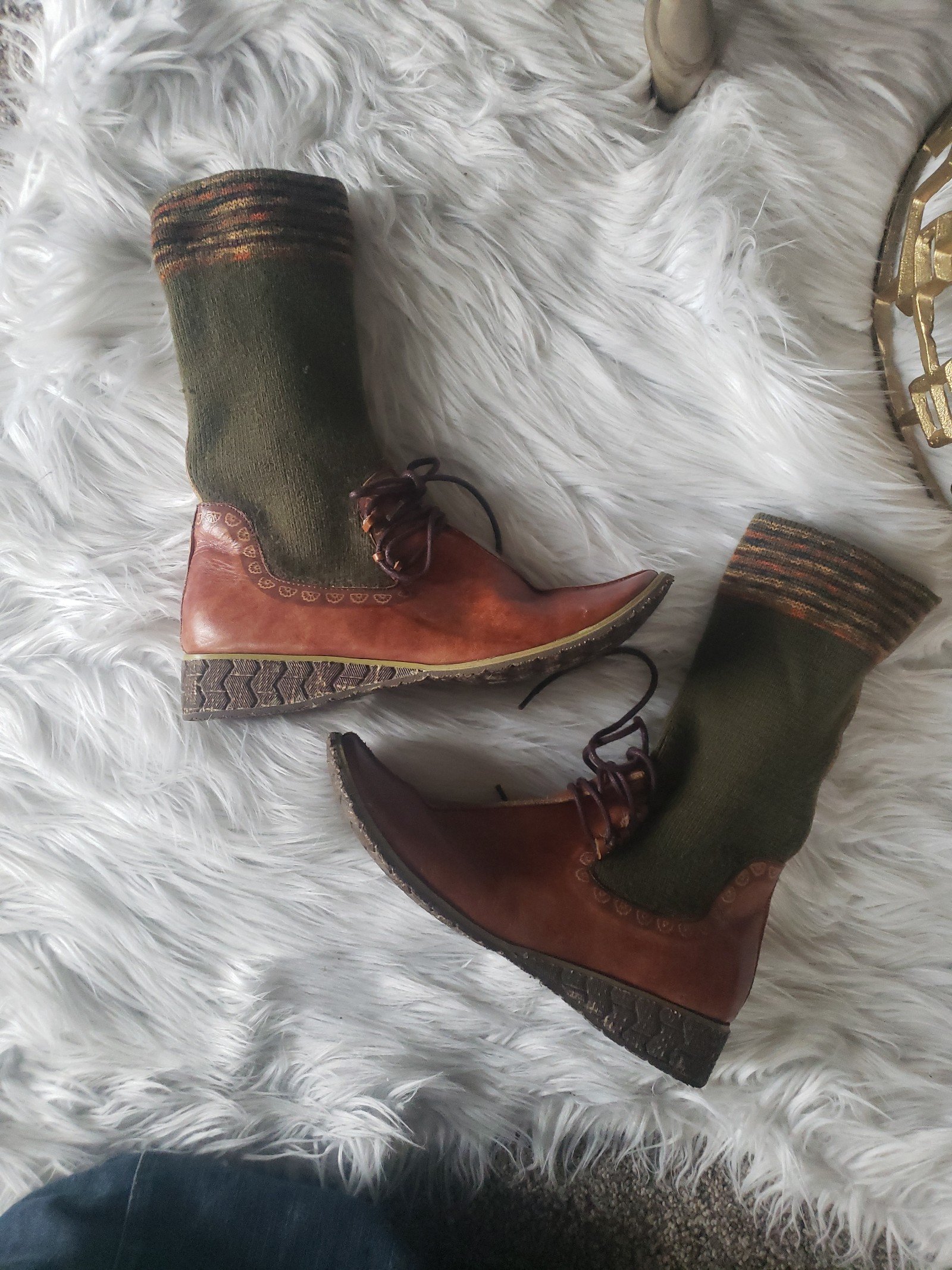 Leather and wool vintage elf boots