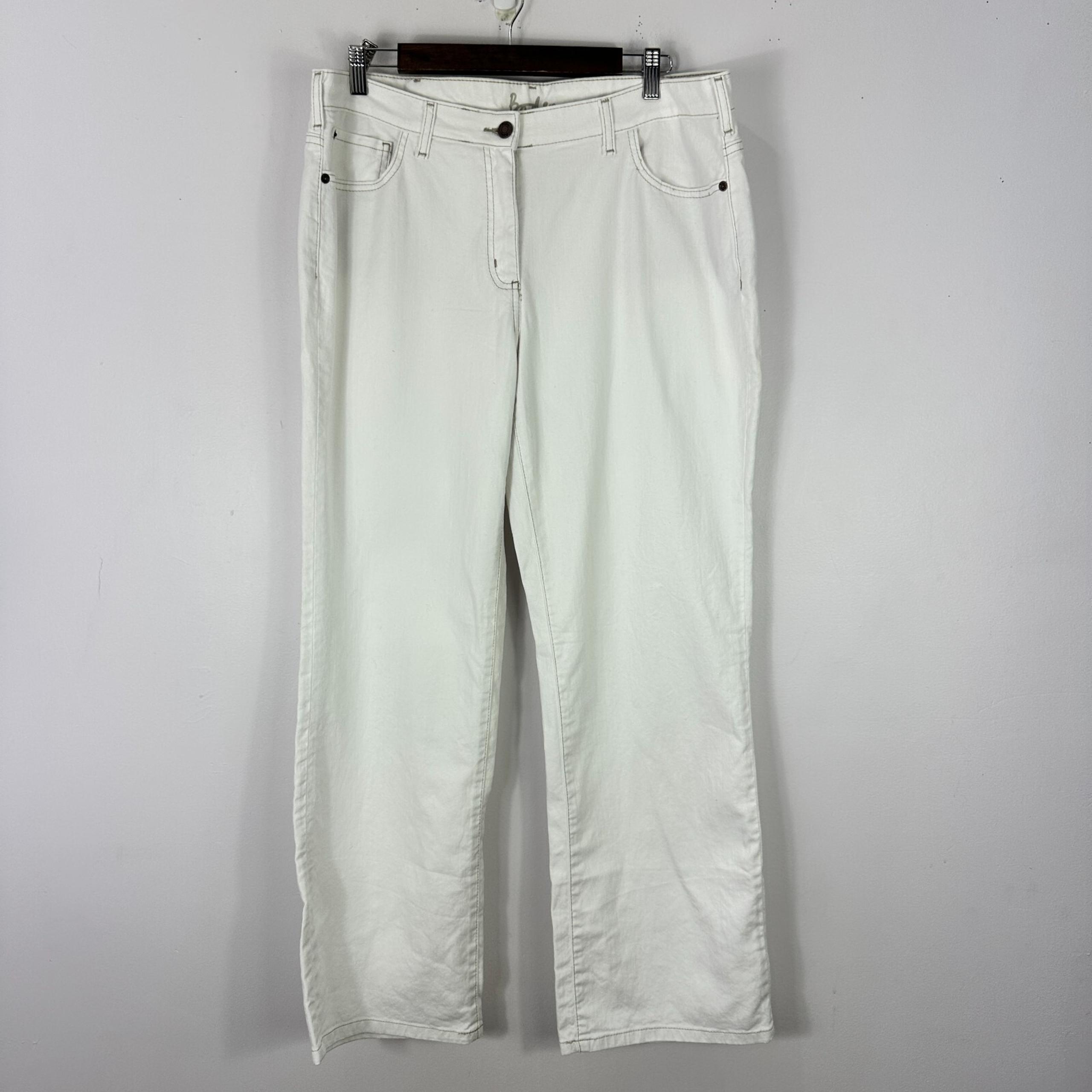 Boden White Jeans 14 Straight Leg Minimalist Coastal Preppy Capsule Minimalist