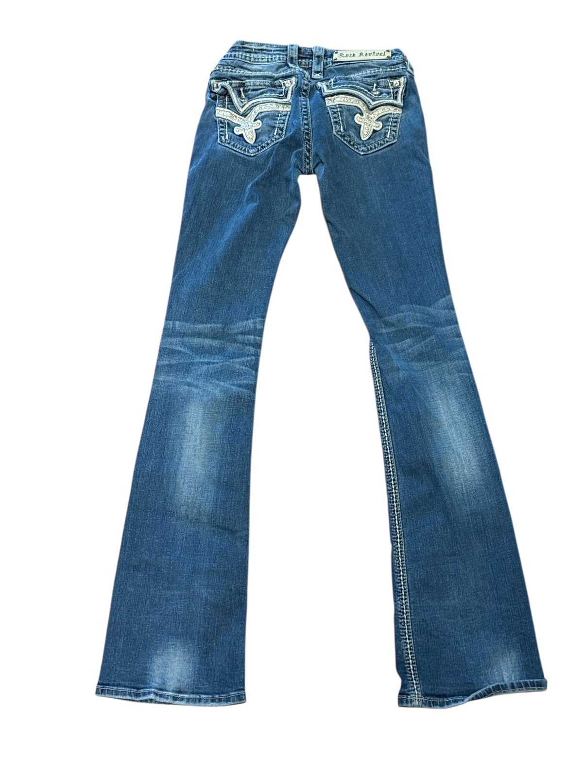 Rock Revival Women’s Size 27 Kai Bootcut Jeans with Embellished Pockets
