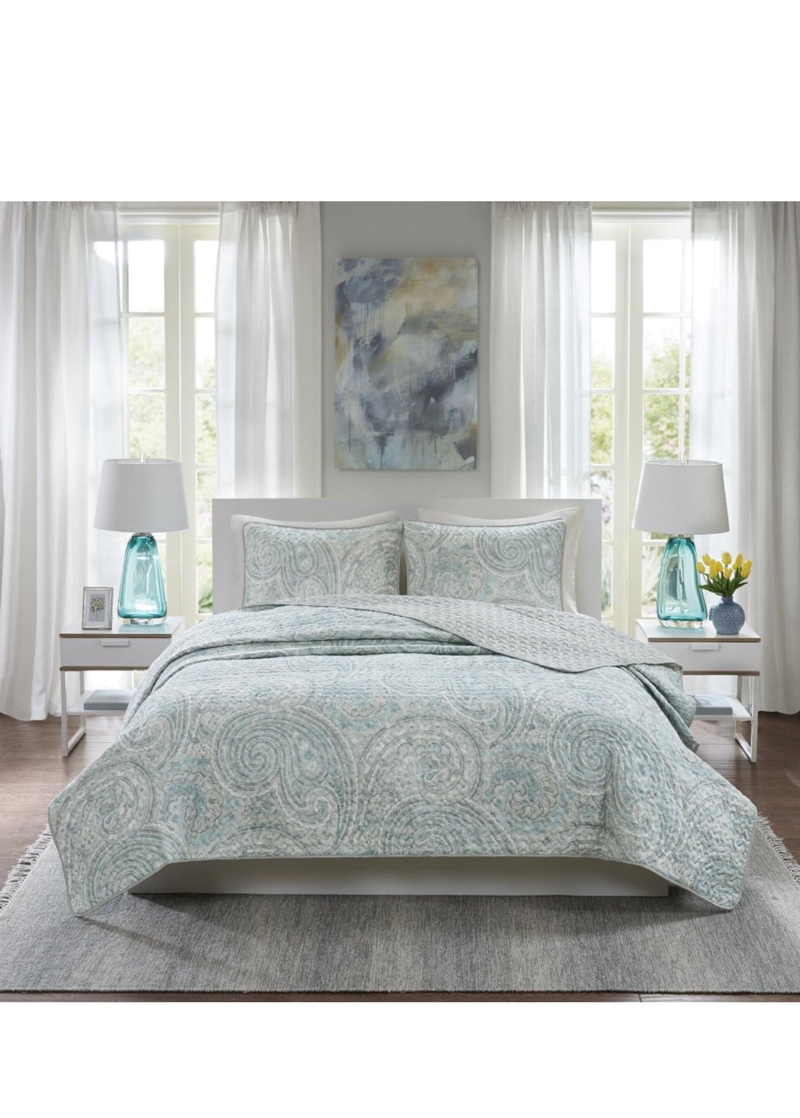 Comfort Spaces Quilt Set-Trendy Paisley Summer Cover, Cozy Coverlet Lightweight