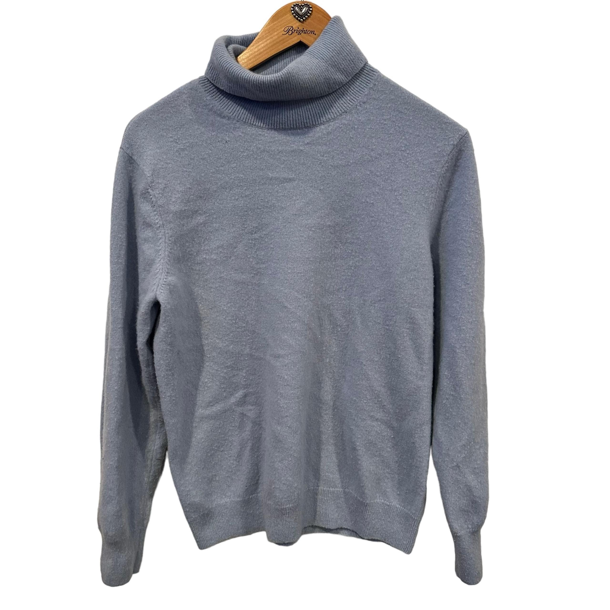 Orvis blue Classic 100% Cashmere Turtleneck Sweater soft  women’s large L