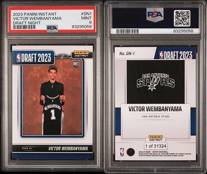 2023 PANINI INSTANT DRAFT NIGHT VICTOR WEMBANYAMA #DN1 ROOKIE RC PSA 9 MINT