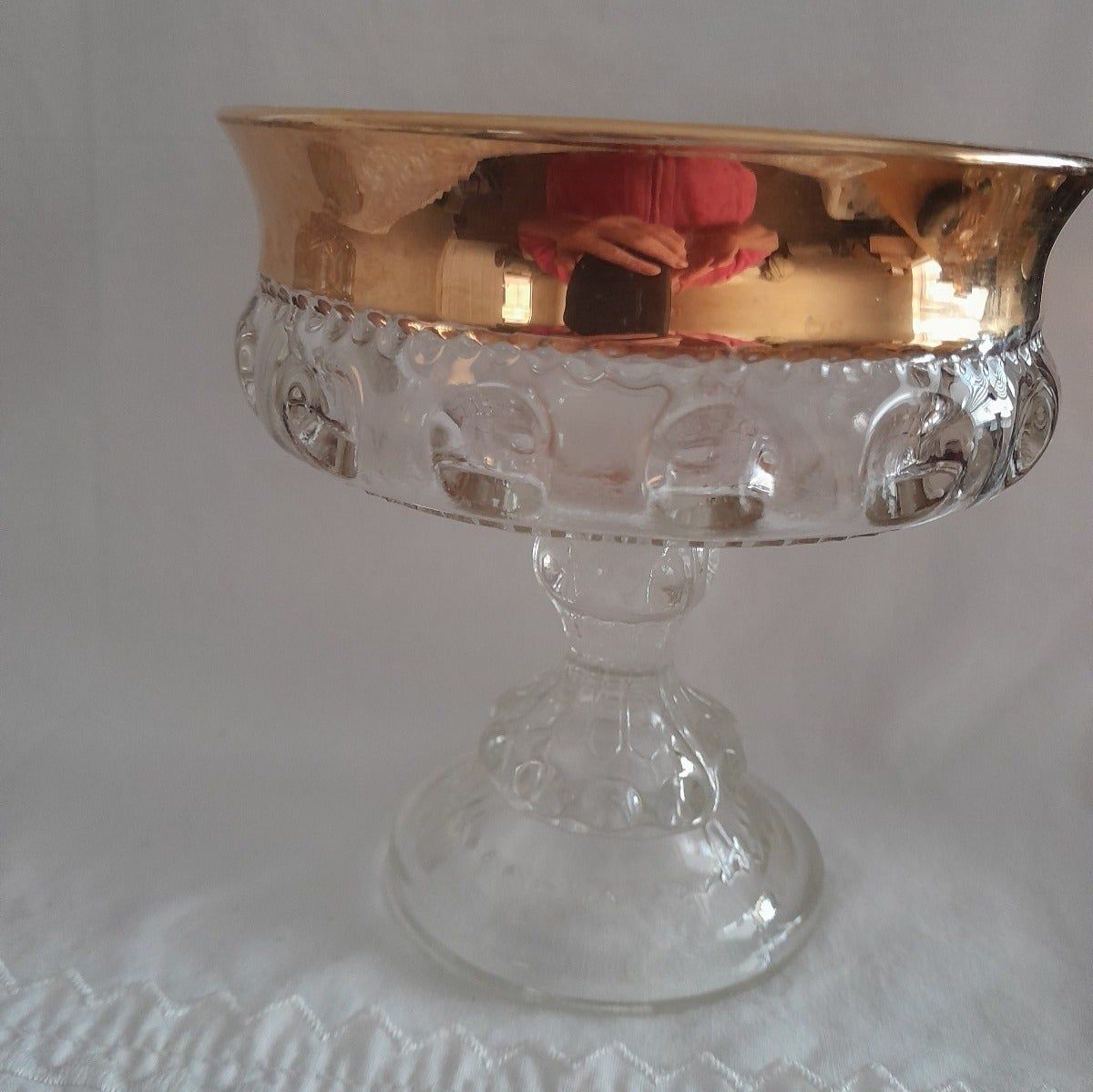 Indiana Kings Crown Dish Gold Band Glass Dish
